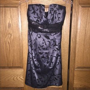 Strapless gunmetal grey dress